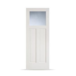 Primed MDF Interior Artisan 1 Lite (1/4) over 2 Panel (2612) Door with Clear Glass